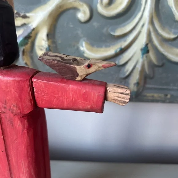 Vintage carved painted wood st Francis statue with bird folk art - Picture 10 of 12